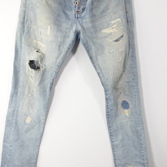 GAP X MICHAEL BASTIAN Jeans  28x30‎ Blue Straight Mid Rise Ripped Button Fly - Picture 15 of 16